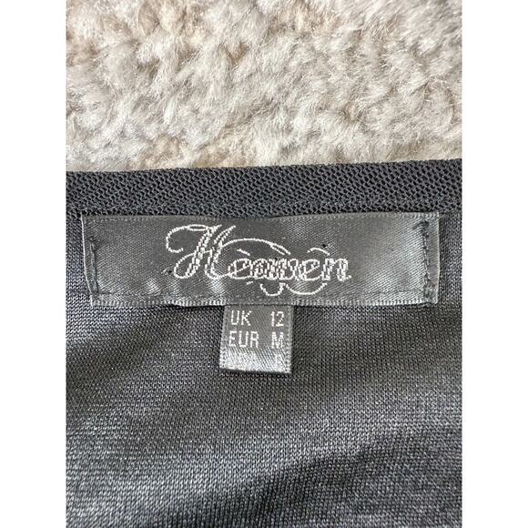 Heaven Sz 8 Beaded Sleeveless Stripes Sheath Knee Length Dress Black Silver Mesh - Picture 8 of 11